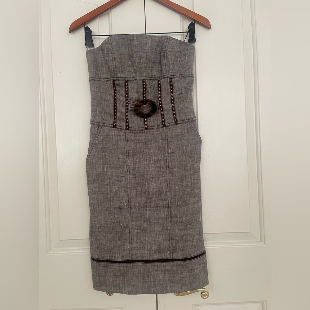 Bebe Gray Strapless Dress